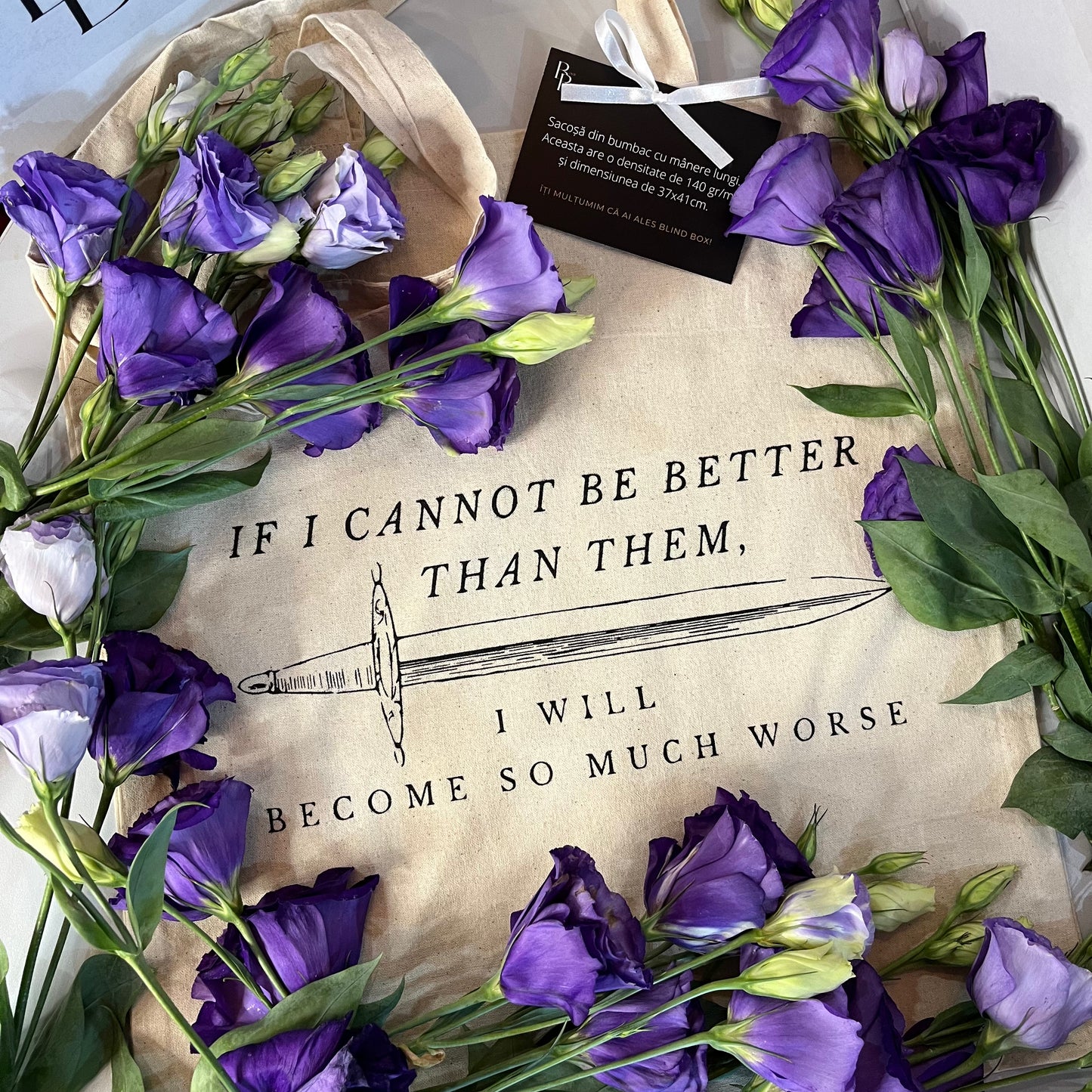 Tote bag 'if i cannot...' 300 gr cu burduf