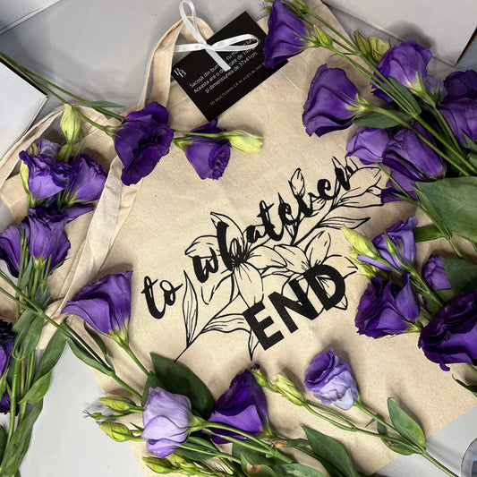 Tote bag 'to whatever end' 300 gr cu burduf